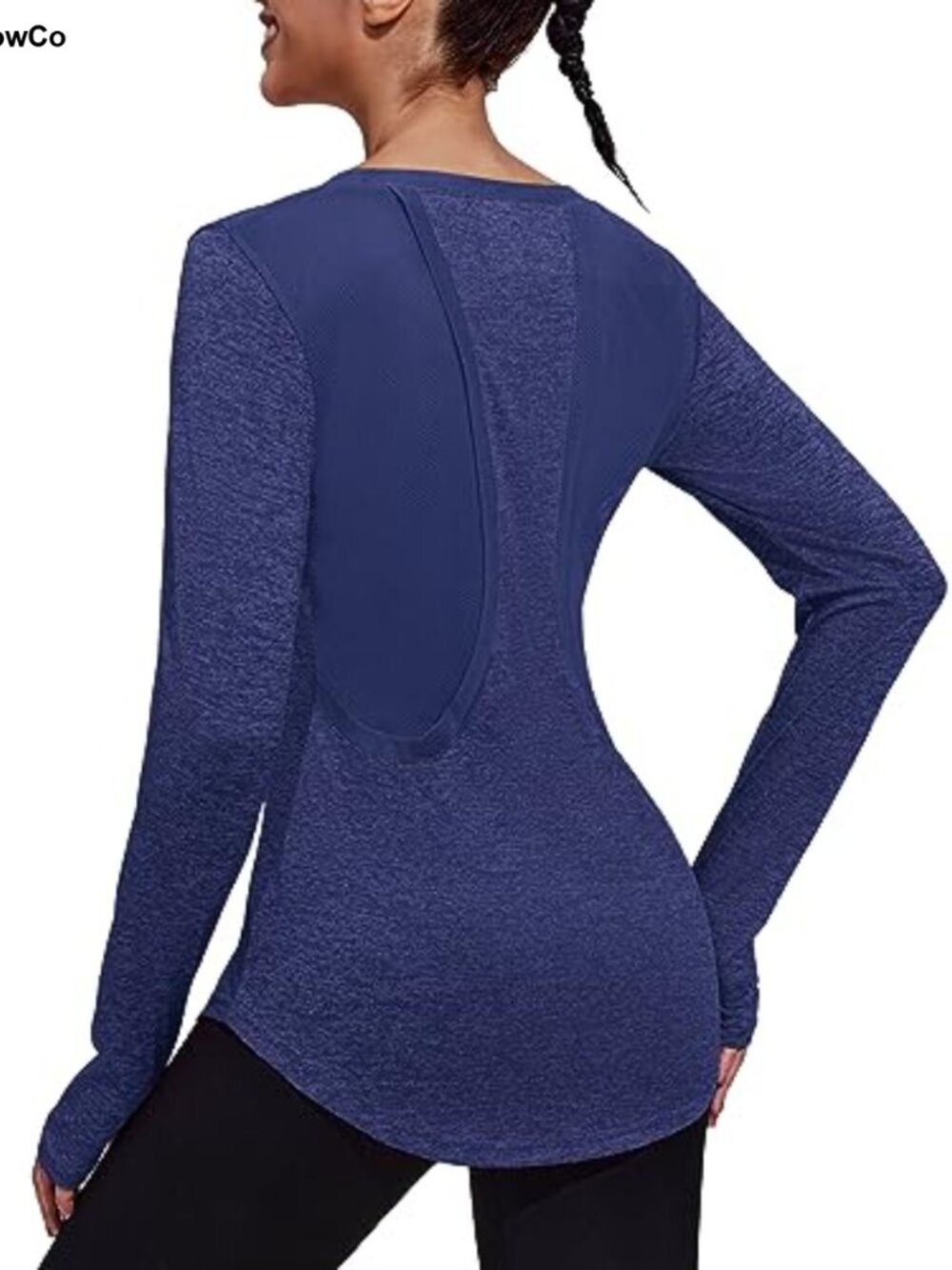 Long Sleeve Workout Top with Thumbholes & Back Mesh